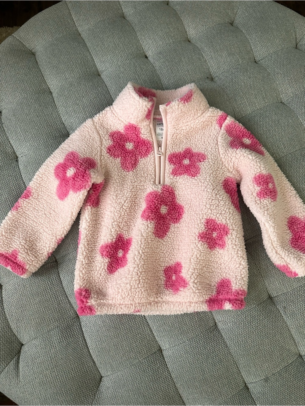 Carter's Pink Sherpa Half-Zip with Pink Floral Print